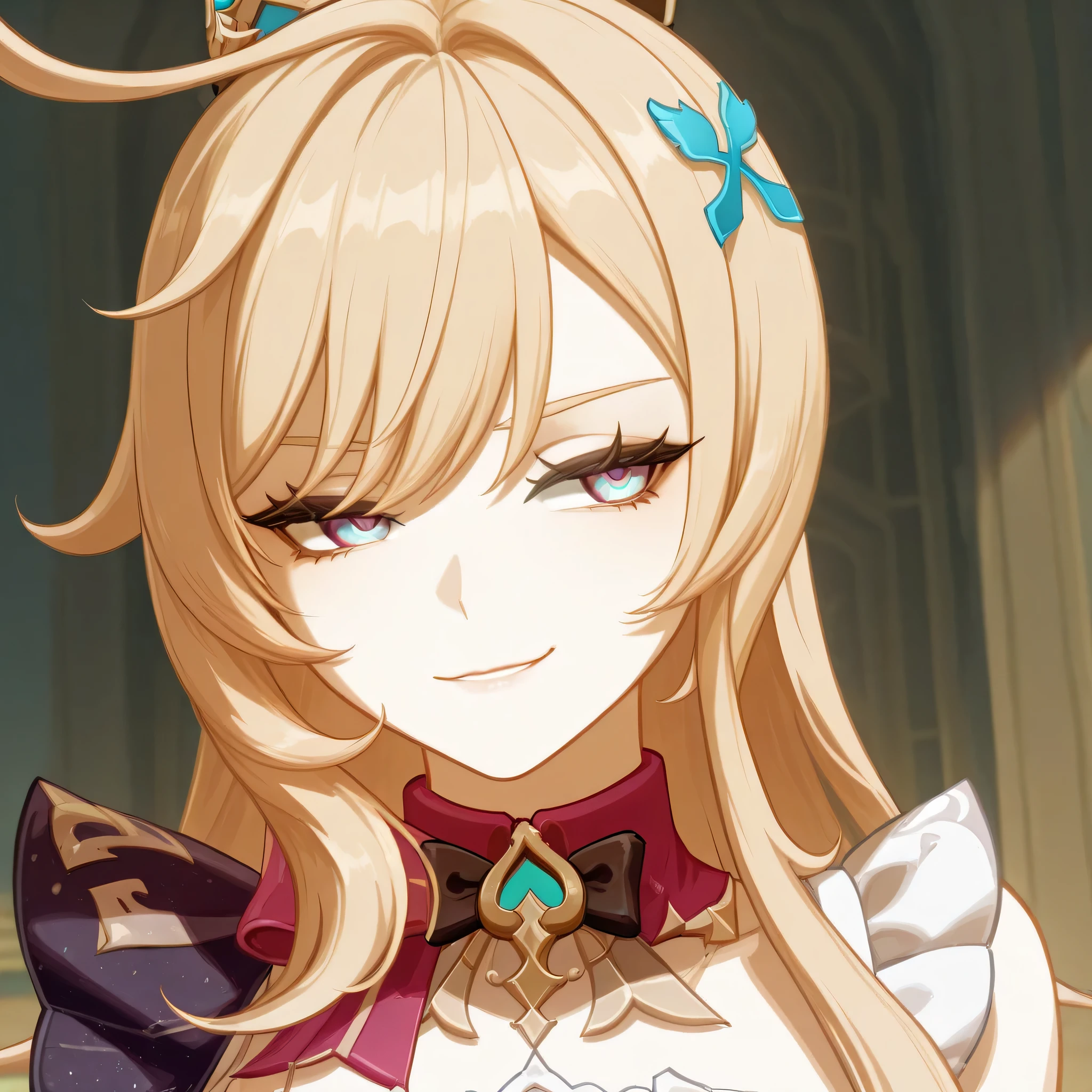 escoffier genshin impact, slightly smirking expression that shows off her confidence, looking confident and striking a pose
