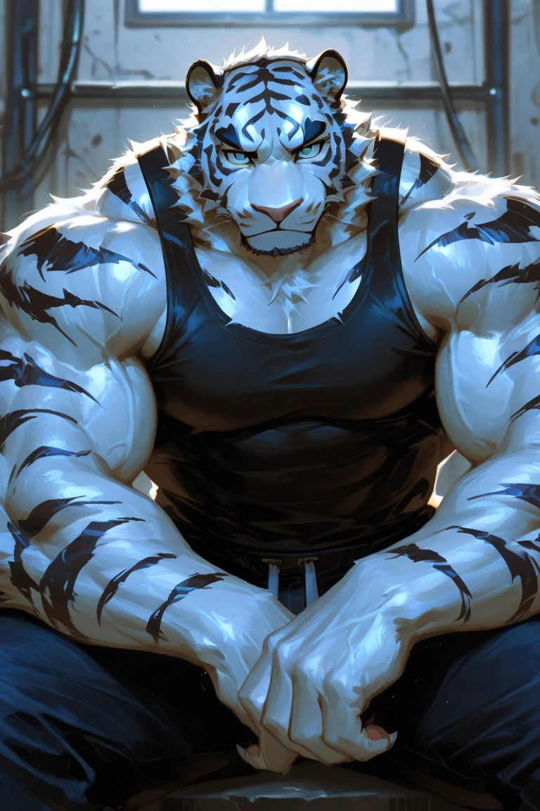 White tiger humanoid, muscular character, Muscular, Tiger_beast, muscular features, exaggerated muscle physique, musculous，Frightening, Muscular! White, Muscular body type, muscular werewolf, muscular male hero, exaggerated physique, Bulging muscles, extreme muscles, huge muscle, Strong and muscular background improvement