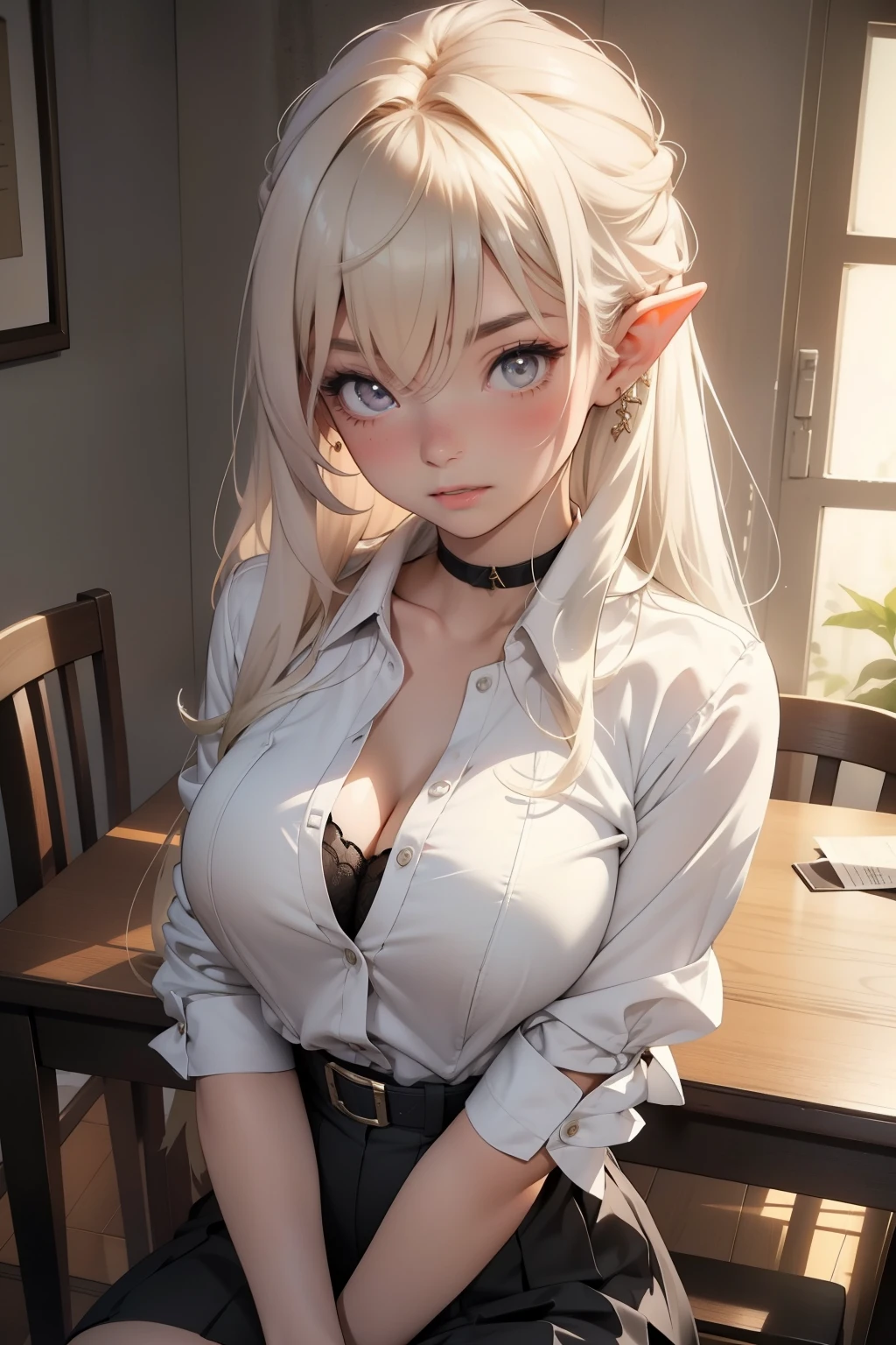 4K wallpaper, best anime poster, 1girl, hospital, hospital bed, face, white mask, wearing mask, A-cup, chest close-up, nurse, nurse's cap, injection, huge syringe, black stockings, thighs, strangle, charming eyes, seductive anime girl, exquisite details