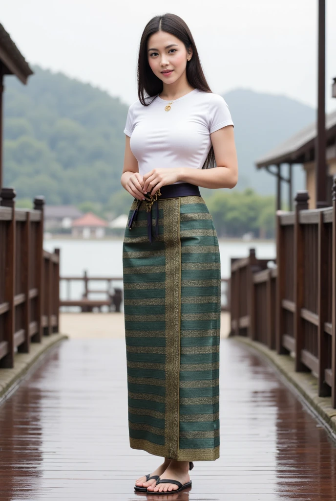 a beautiful girl with cute dimples, smiling, wearing
burmese dress, walking in Bagan's street,
ACMM LS OUTFIT, WEARING ACMM TOP OLIVE
GREEN ACMM TOP; LONG SLEEVES, WEARING
ACMM LONG SKIRT, OLIVE GREEN ACMM LONG
SKIRT, PRINTED SKIRT
OUTDOORS, SCENERY, TRADITIONAL MEDIA,
SKY, DAY, PHOTO BACKGROUND, REAL WORLD
LOCATION, ARCHITECTURE, NATURE, RUINS
LANDSCAPE, BAGAN ANCIENT PAGODA
BACKGROUND