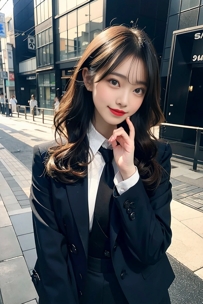 (highest quality,masterpiece:1.3,ultra high resolution),(Super detailed,caustics,8k),(photorealistic:1.4,RAW shooting),1 girl,(look at the camera with a smile),20-year-old,cute,Japanese,black hair long bronde, (The chest of the uniform is open,Sitting upright in black and soft-pink classy high school girl uniform wearing black pantyhose and sexy legs and lifting skirt in shame:1.7) , big ,bust up shot,street,face focus,Natural light,Backlight,(A bright light shines from above),(Lens flare),professional writing,(low position),(Low - Angle)