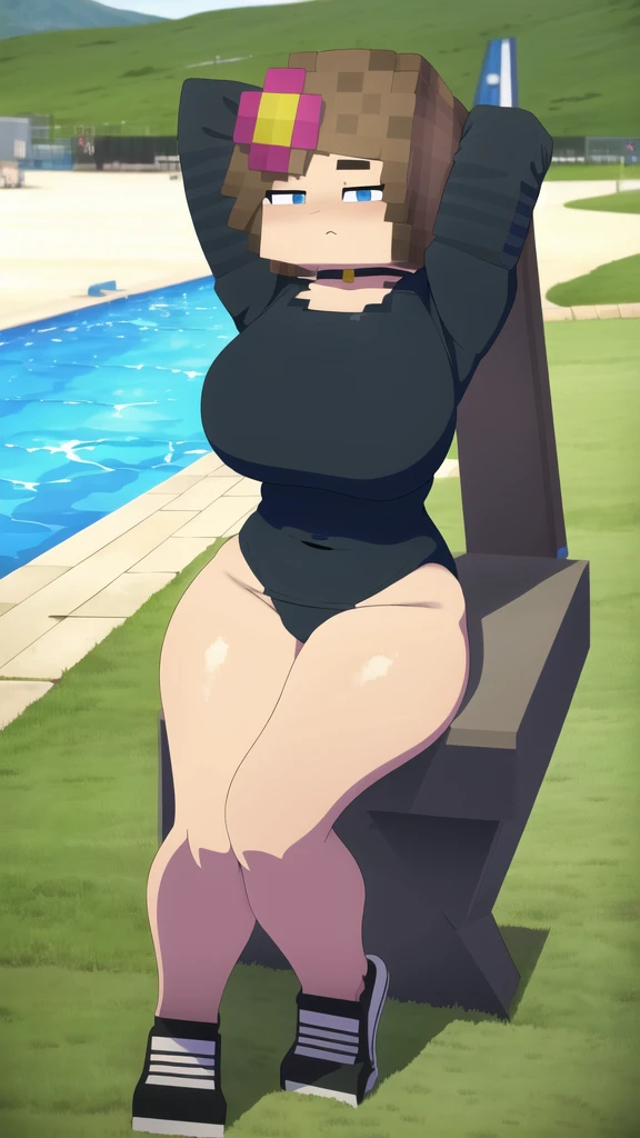 NSFW]Imagine, wearing only a sexy spicy 2-piece mini bikini, her huge butt,massive ass, she has a very exaggeratedly fat ass, and very big tits, the purple and pink mini bikini , with everything exposed, she is not wearing clothes, she is naked simply wearing the bikink, posing sensually with a highly voluptuous body, with an exaggeratedly large and round ass, like her tits, but very attractive and bright green eyes, small set of bikini in the middle of an idyllic landscape. She has a small waist and wide hips, she enjoys the water while she poses on her back with her gaze fixed on the camera while she winks at him seductively, on a sunny day. The style of the image combines realism with an animated touch, captured with an artistic quality that makes it ideal as a wallpaper in 18K resolution for cell phones. The natural lighting highlights every detail of her, presenting her in a general shot that shows her full and attractive figure, full body image (masterpiece:1.2, Best quality at best:1.2, beautiful, high quality, High resolution:1.1, Aesthetic), Detailed pubic hair, Highly detailed, soft ambient lighting, 4k, perfect eyes , it's the perfect face, perfect lighting, 1个 Giant breast girl, Alone, big and huge breast, willow waist, wide hips, thick thigh, beautiful curves, sitting, looking at the viewer
