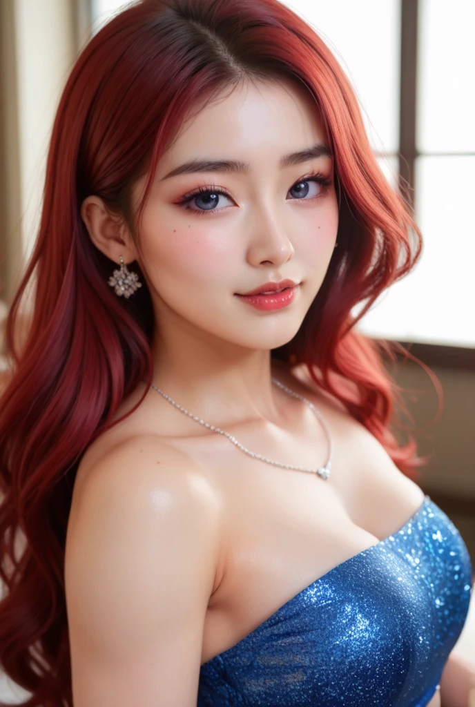 Amazingly beautiful female athletes, One Piece Swimsuit,(Super white Metallic Bright Red Holographic Swimsuit:1.2), Chic muscular body:1.4,(top-quality、8K、32K、masterpiece、nffsw:1.hotorealsitic:1.4),(The ultra -The high-definition),(Ultra-realistic 8kCG),Raw photography, Half body shot, Beautiful shadow gradient, (big breasts), Perfect Lighting, Beautiful and well-groomed face, beautidful eyes, Detailed lips, Double eyelids. (Long bright red hair) (bamboo in the back) (massage parlor environment)