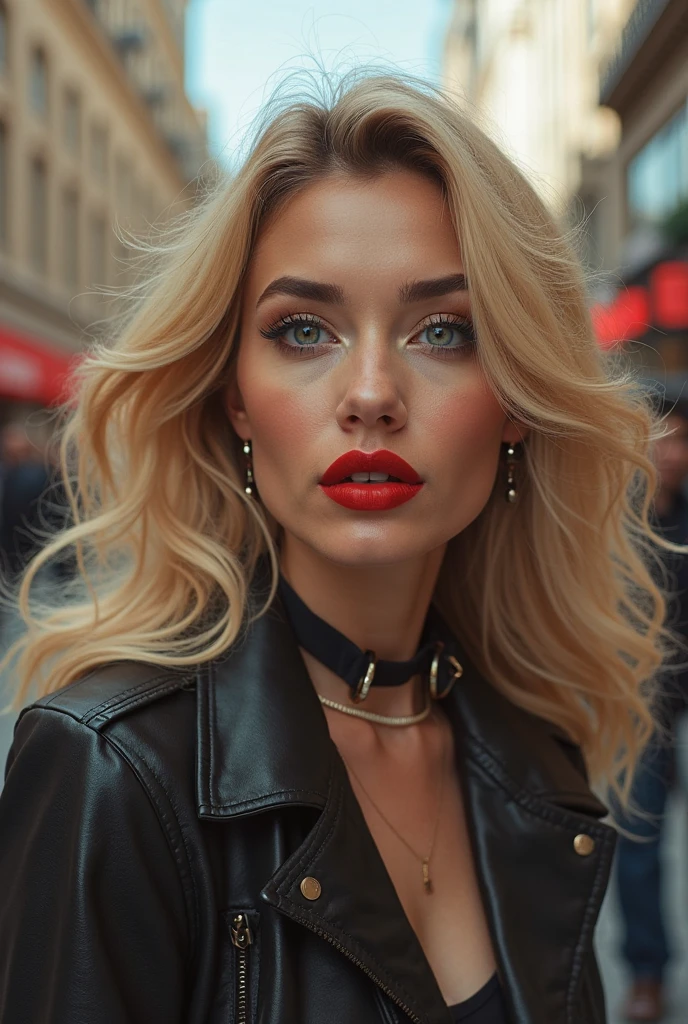 photo of seductive (summrstr0m-135:0.99), a beautiful woman, perfect blonde hair, (modern photo), (Medium Dark Red coat and long sleeve shirt), ((plain Amberbackground gradient:1.1)), 85mm, (analog, cinematic, film grain:1.3), detailed eyes, painted lips, jewelry, (epicPhoto), (looking at viewer), (cinematic shot:1.3), PA7_Portrait-HL_v2