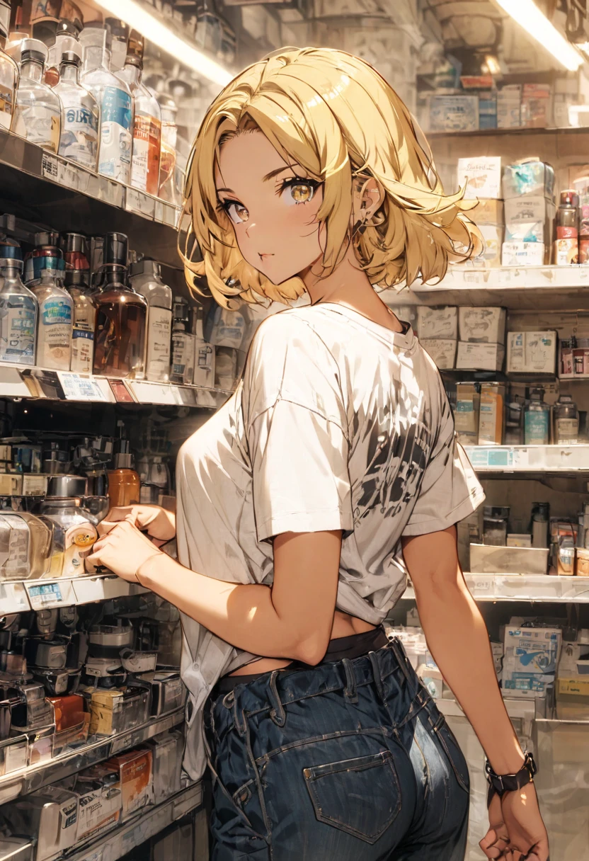 short hair、Light cream colored hair、Sex、cowgirl position, squatting, spread legs、cowgirl position, squatting, spread legs、Upper body naked、nude、Hide your with your hands、Blushing、Embarrassed expression、、Not wearing a bra、