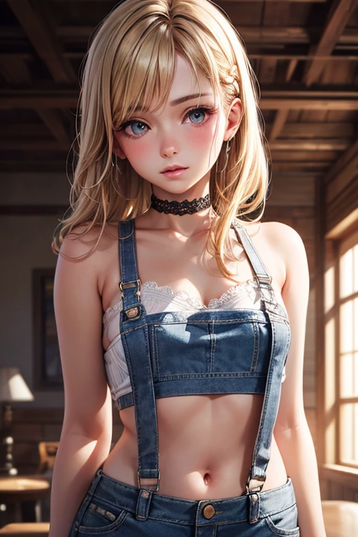 from behind, topless, no top, beautifully stratched out,(Superflat, Flat Shading, flat-colors:1.1)、(Bright blonde hair、short-hair、American boyish girl)、crotch open、Smiling、White underwearの股布が見えるように描く、Skirt flipping、((Torn and tattered denim skirt、White underwear))、Choker、When I look through the viewfinder、A bracelet、Thigh strap、Body Painting、Head tilt、8K resolution、intricate clothing、Intricate details、1girll、Solo、Standing、Cowboy Shot、Arms at sides、a miniskirt、Detailed panties((from behind、hindquarters、heart cutout、hip incision))、Volumetric lighting、Soft light、Bright、neons、Vibrant colors、watercolor paiting、