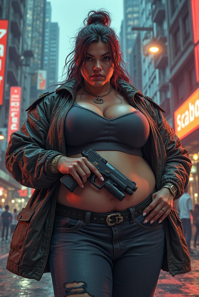 a beautiful heavily pregnant woman, a zombie apocalypse survivor, wearing a cap, crop top and shorts, hyper realistic, 8k, detailed face, beautiful eyes, beautiful lips, detailed clothing, dystopian, dark and moody atmosphere, dramatic lighting, apocalyptic landscape, abandoned city, ruined buildings, debris, post-apocalyptic, gritty, cinematic, muted color palette, cool tones