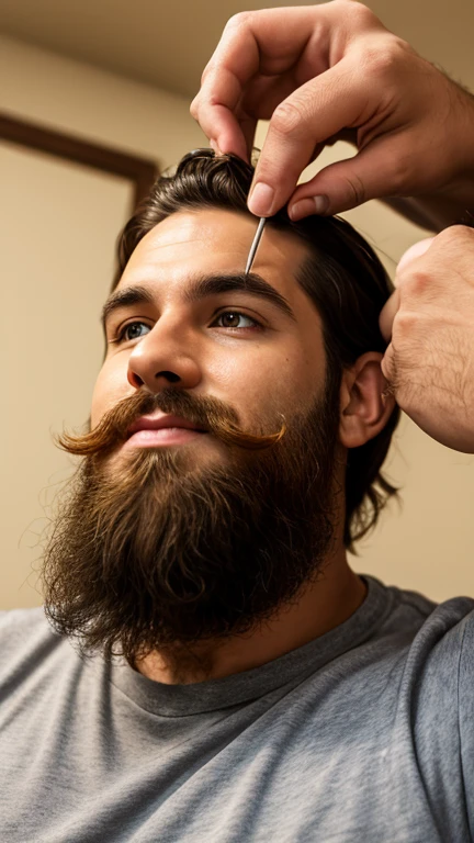 One beard man have long beard shaving 