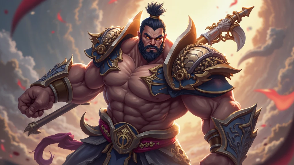 zhangfei,1 boy,musculous,tmasterpiece,Best quality at best,Long beard,zhangfei