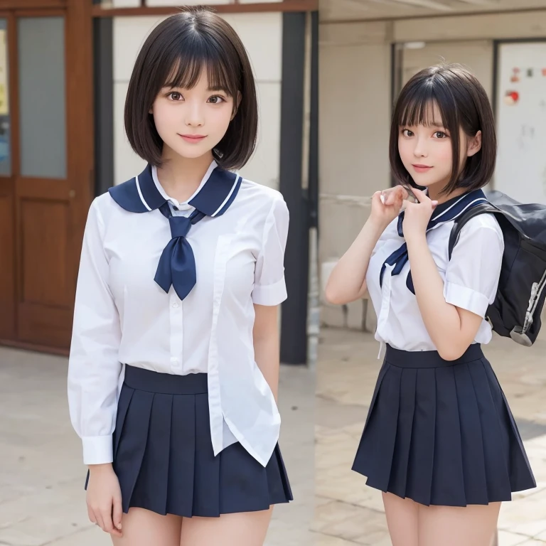 (((Accidental exposure, 15-year-old girl, Sailor suit, rucksack, Skirt caught in bag, I flipped up my skirt, Beautiful ass, panties))), (masterpiece:1.3), (8K, Realistic, RAW Photos, Highest quality: 1.4), Japan , (1 Girl), Beautiful Face, (Realistic face), (Black Hair, short hair:1.3), Beautiful hairstyle, Realistic eyes, Beautiful Eyes, Beautiful Eyes, (Realistic skin), Beautiful Skin, Long legs, charm, Ultra-high resolution, Golden Ratio