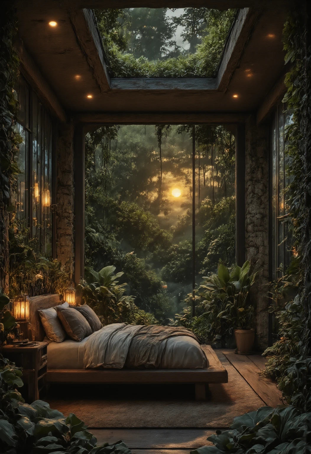 ,ruanyi0777,moss,vines,overgrown,tree,ruins,bedroom,bed,<lora:0777 no one world_xl_v1:1>, masterpiece,best quality,ultra detailed,8K,super fine illustration,highly detailed beautiful face and eyes,perfect anatomy,professional lighting,
