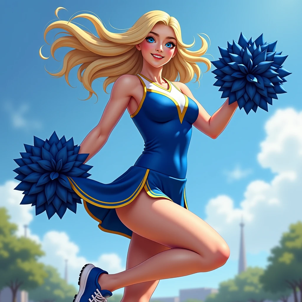 Disney princess Cinderella as a cheerleader for the Dallas cowboys