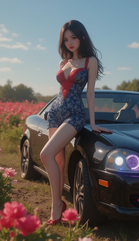 (full body:1.4),(SFW),((hyper-realistic illustration:1.4)) Beautiful 20 yo Mediterranean woman, beautiful athletic figure, shapely toned legs, perfect round ass, natural perky breasts,(abs), long dark hair, green eyes. (joy:1.4), sweet smile, Red lipstick, mascara, long sleeve dress, high heels. Masterpiece, (highly detailed:1.2),(detailed face and eyes:1.2), depth of field, 8k wallpaper, natural lighting, core shadows, high contrast, bokeh.