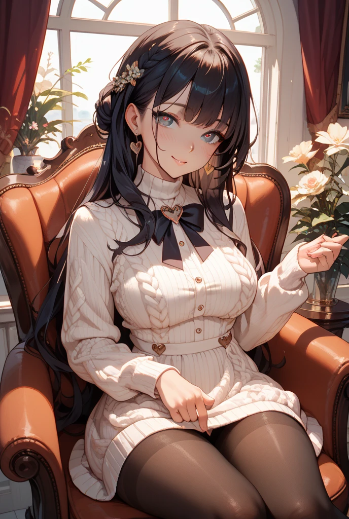 ((((absurdres, RAW photo, extremely delicate and beautiful, masterpiece, Best Quality, ultra high resolution, 32k, hyperrealistic, ultra-detailed)))), in her 20s, very Slim body, narrow waist, very small head, very small face, delicate facial features, beautiful face, beautiful eyes, ((very huge round tits)), medium hair, black hair, wavy hair, tearful mole, earring, full body shot, off-the-shoulder cut top, sofa,