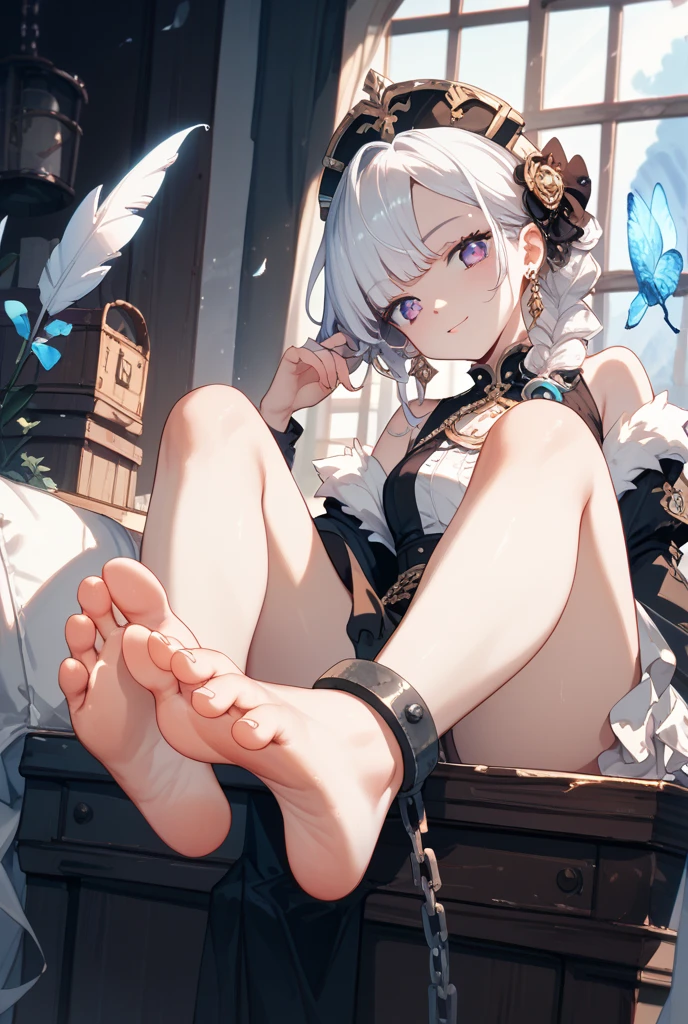 tmasterpiece，best qualityer，one-girl，独奏，Naked nahida_genshin，（cross-shaped pupils：1.2），default_dress，（swing：1.2），sitted，From below nahida_genshin -- anime
