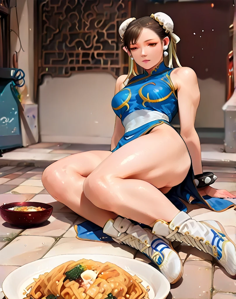 Chun-Li desnuda con postura sensual y con cuerpo perfecto