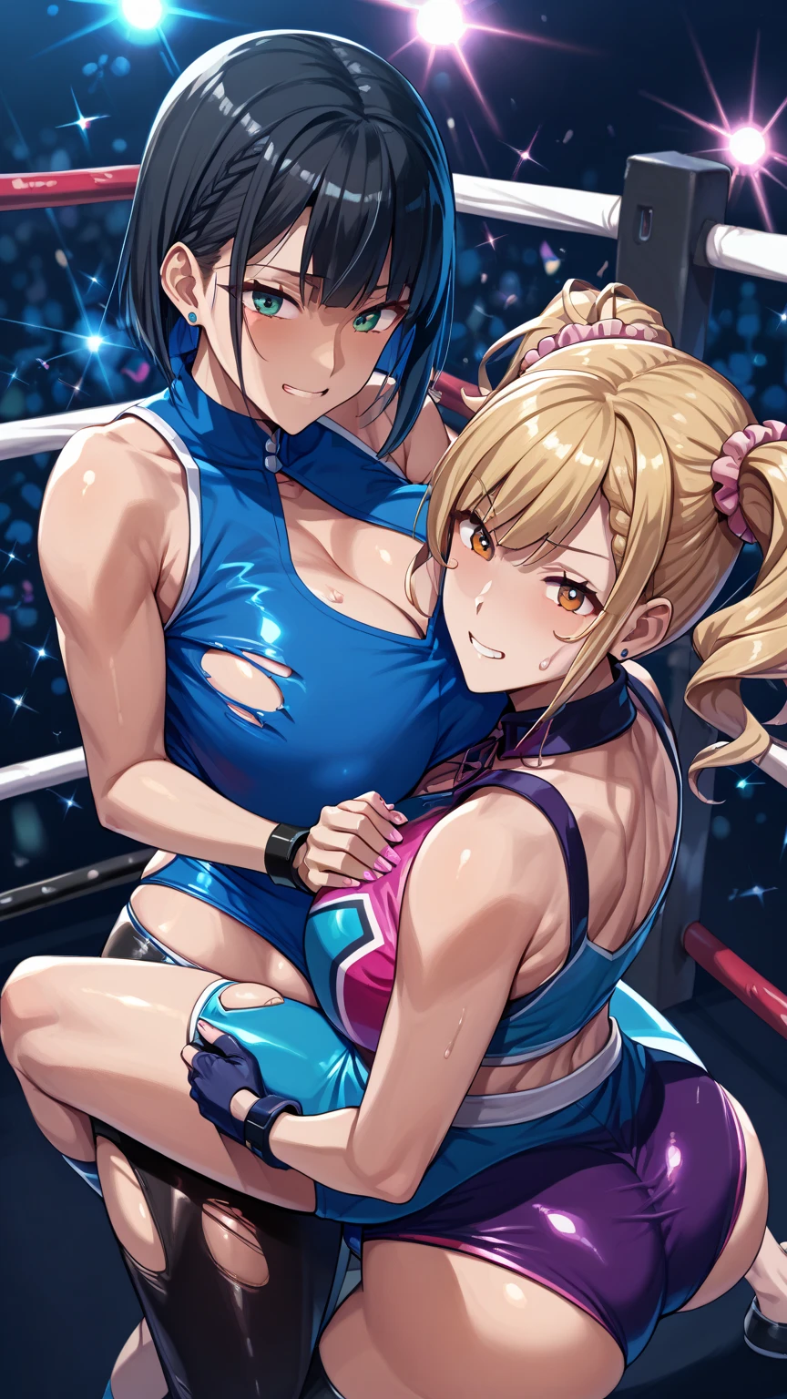 Two women having fun on a tennis court、obscenity:1,2、Metamorphosis:1,2、Lesbian Mika:1,2、Grabbing each other's buttocks、the kiss、lucy heartfilia、Blonde hair、red blush、a smile、Wet sleeveless T-shirt、shortpants、お漏らし、tre anatomically correct