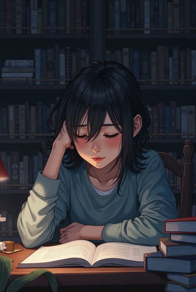 There's a girl reading a book in the dark through the window, pintura realista da menina bonito, retrato do livro, Procreate Illustration, Atey Ghailan 8 K, Ler um livro, Estudo noturno, Estudar, realistic illustration, Arte no estilo de Guweiz, Directed by: Atey Ghailan, painting digital adorable, por Yang J, estudar no quarto