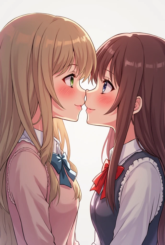 Two girls licking each other