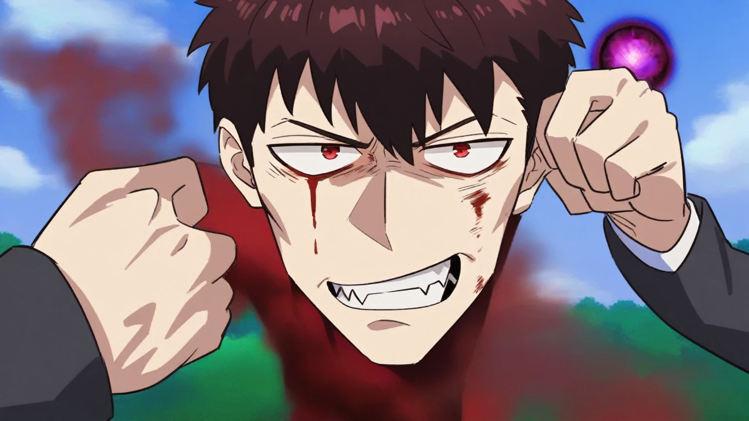 Tons of blood violently splattering across an all white background, perfect masterpiece, high quality, high resolution
