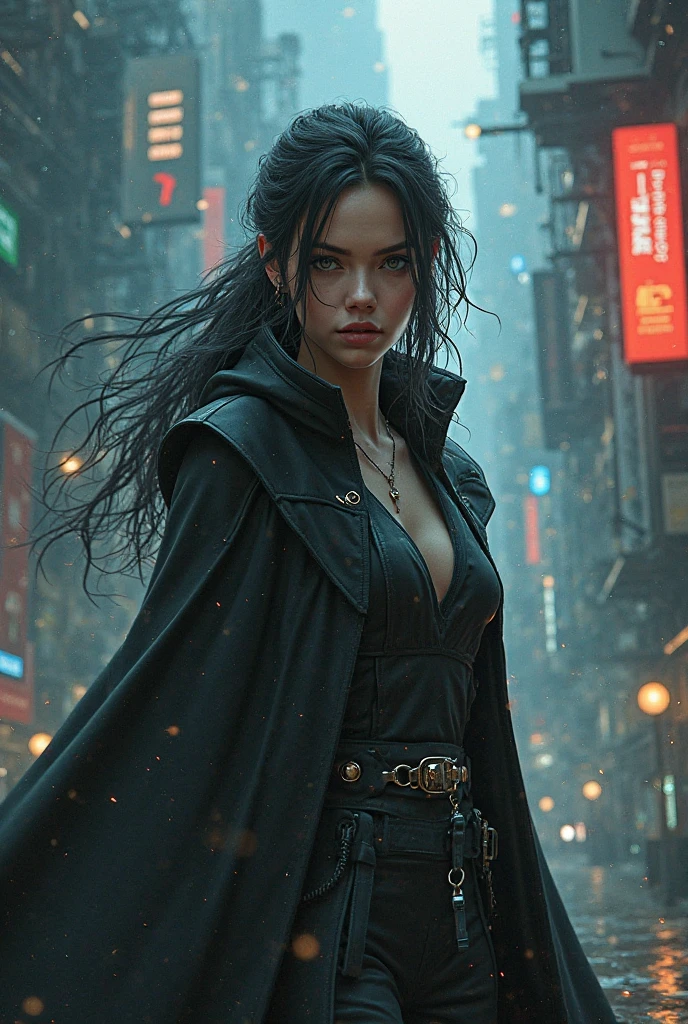 ((best quality)), ((masterpiece)), (detailed), 1girl, armenian (dark messy wet flowing hair:1.3), skinny cute, ponytail hairstyle, age 22:1.3, (smudged eye makeup:1.4), big lips:1.3, ( short height skinny cute:1.4), (naked:1.4), seductive pose, realistic photo, ((4K)) , sweaty textured skin, (small breasts:1.4), (dirty:1.2), a seductive vampire standing on a moonlit cobblestone street corner, the the moonlight creates reflections off the cobblestone floor. in an old European city. The vampire is wearing a bikers leather jacket with nothing on underneath, while seductively holding the jacket open from each side with both hands to reveal her Cleaverge. Her lower part of the body wearing sexy stocking with biker boots. Her skin is unnaturally pale, contrasting with blood-red lips and elongated fangs barely visible as she seductively smirks at the viewer. She has beautiful green eyes with long flowing messy wet hair that has streaks of midnight blue.
The background transforms into a misty, gothic cityscape. Candle lamps cast a flickering, ominous light on crumbling stone buildings. Gargoyles leer from rooftops, and wrought-iron fences line the street. The motorcycle in the foreground becomes a sleek, black mechanical beast with glowing red accents.
Shadowy figures lurk in doorways, hinting at a hidden vampire society. A full moon hangs low in the sky, bathing the scene in an otherworldly silvery light.
The color palette shifts to deep purples, inky blacks, and rich crimsons, creating an atmosphere of supernatural allure and danger. Wisps of fog curl around the vampire's feet, adding to the mystical ambiance.
This reimagined composition maintains the sexy seductive pose of the subject but infuses the scene with elements of gothic horror and vampire lore, transforming a classic vintage urban setting into a timeless realm of dark fantasy.