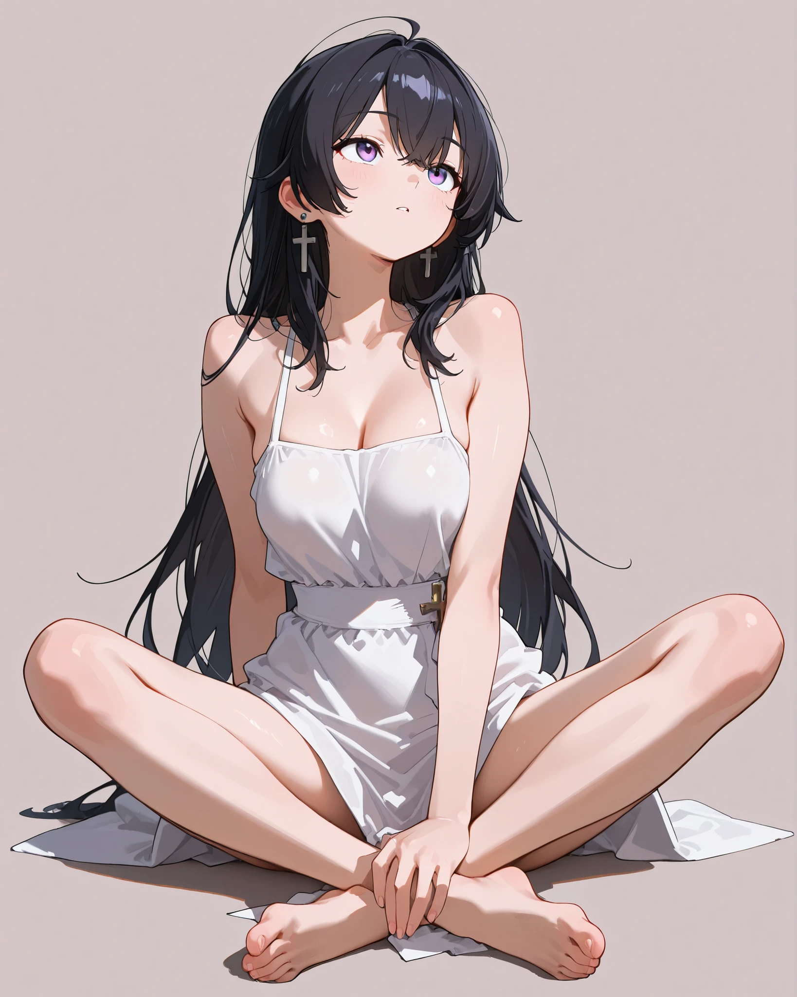 1 girl,open leg,sit down, no under wear