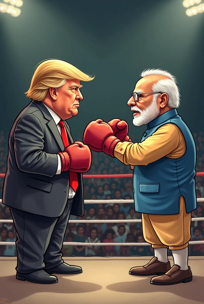 Modi and Donald Trump boxing