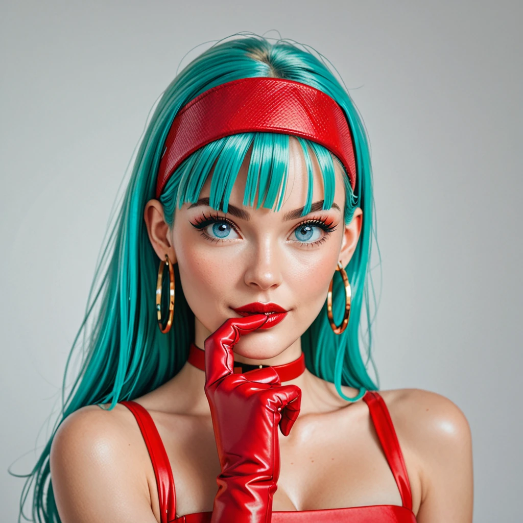 Cyborg red hat with green and red-haired cybernetic eyes