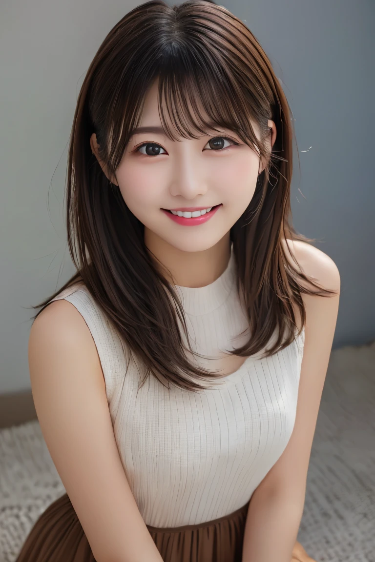 table top, highest quality, shape, Super detailed, finely, High resolution, 8k wallpaper, 完璧なダイナミックな構shape, beautiful and detailed eyes, dress,medium hair, Big are visible, natural color lip, random sexy pose,smile,20 year old girl