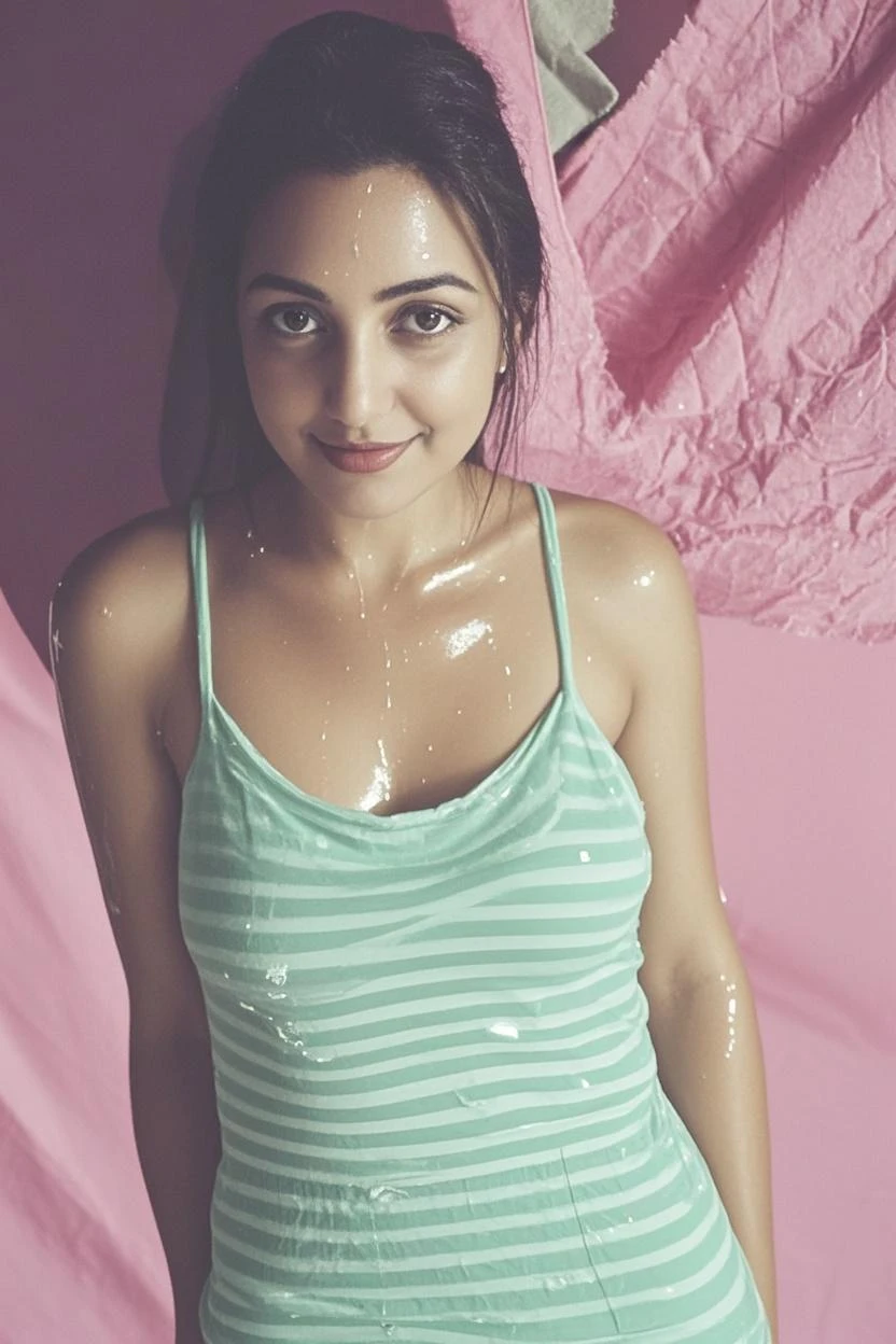 ((best quality)), ((masterpiece)), (detailed), 4K, perfect face, 25 years old woman wearing hijab, cumshot, open mouth, mouth full with cum, cum dripping, facing camera, sweating, wet body, (cum glazed: 1.5), half body, happy