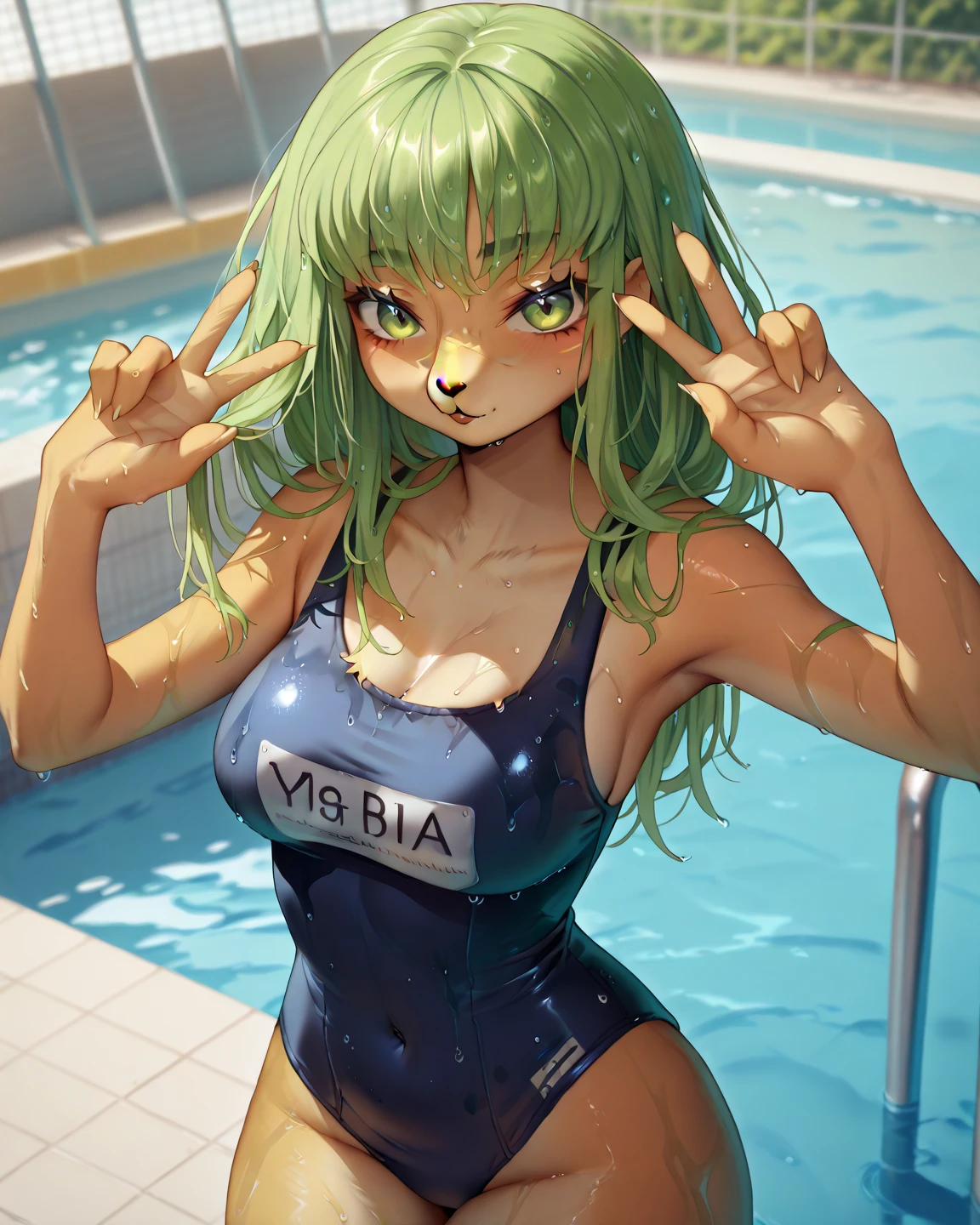 youtuber girl,(((1 girl))),((extremely cute and beautiful green curly-haired girl)), (short breasts:1.4),(((green curly hair:1.35,very curly hair,colored inner hair,ear breathing,shorth hair))),(((greeneyes:1.3))),intricate eyes,beautiful detailed eyes,symmetrical eyes,((fatter)),(((shining skin:1.5,shining skin: 1.5,skin tanned,shining skin,very shining skin,shinny body,plastic glitter skin,exaggerated shining skin,brightened skin,wet legs))),delicate and detailed fingers,body detailed,human hands,(face detailed), cute,slutty,seducer,Erotic,(((nsfw))), zetai ryouiki,revealing clothing,show the skin,((rave mini skirt,visible thong straps,loose white blouse with pop art print)),((wetclothes,complex outfit,complex clothing)), (dynamic pose:1.0),embarrased,(centred,scale to fit dimensions,rule of thirds), cyberpunk city by the sea at night, with bright neon signs and dark clouds and storm puddles, scenario:1.25, high resolution, sharp focus, (ultra detaild, extremely detaild), (photorealistic art:1.37),(extremely detaild CG unity 8k wallpaper),((tema de fundo synthwave)),(((swirly vibrant colors))),(intricate background),(work of art),(best qualityer)