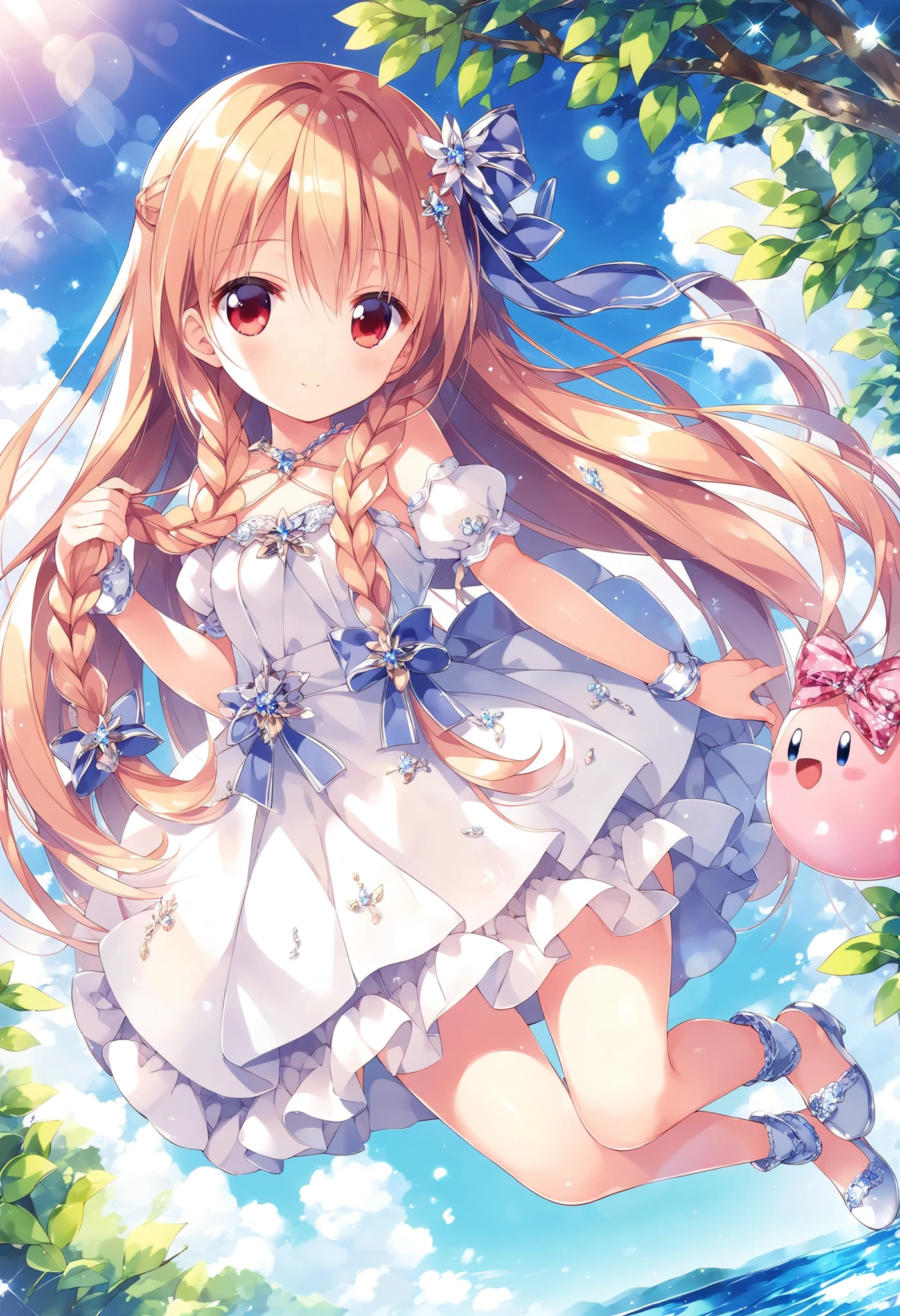 (Anime:1.8), megami magazine, 1girl, idol, cute face, , 12-yo, not safe for work,
standing, Glowing light brownish-yellow with hair, blue pupils, droopy eyes:1.4, big eyes:1.8, long hair, Big hair ribbon, white ruffle shirt, brown vest, brown layered miniskirt, (((no panties))), (((bare twat))), line of the twat, (panties pull, white panties that wrap around the knees:1.1), sweet girl, smile, beautiful fingers, perfect hands,
