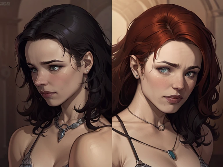 (huge Laughing:0.5), (open mouth:0.4), (wide open eyes:1.2) masterpiece,high quality,4k , goth emo punk scene witch, dramatic makeup of an evil queen, thin round glasses, freckles, absolute babe, long unkempt wavy messy voluminous red hair flowing down her body, one large messy braid, bare shoulder,, many Viking Tattoos on body and arms , slim;, beautiful shoulders and collarbone, jaw structure of someone who works out, wearing wide neck off-shoulder wool knit sweater-dress with bare shoulders, green eyes, in a fancy ballroom of a fantasy castle, fantasy setting, busy ballroom party in a fantasy story, other party goers dancing and partying, night time on a snowy day, golden hour, ((extremely detailed face, mature intelligent gorgeous face)), stockings, wide hips , expression of absolute love and adoration, a lot of jewelry, pretty eye makeup, gorgeous lips , a Viking princess, regal personality, oil painting style, big beautiful eyes looking intelligent looking at camera, 
