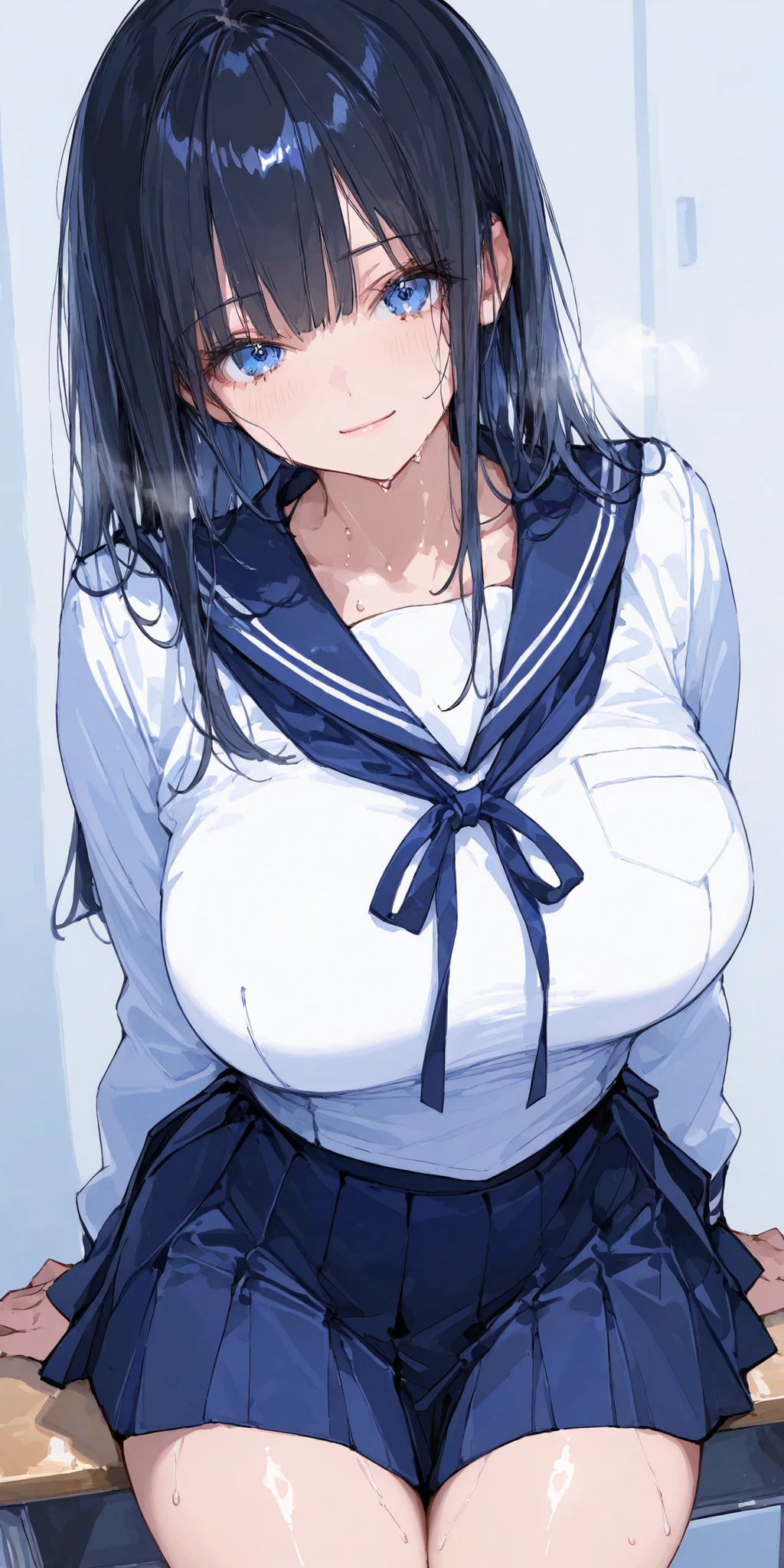 school girl, sexy girl no clothes, big bobs , White background, sexy pantyhose, sweating a lot,