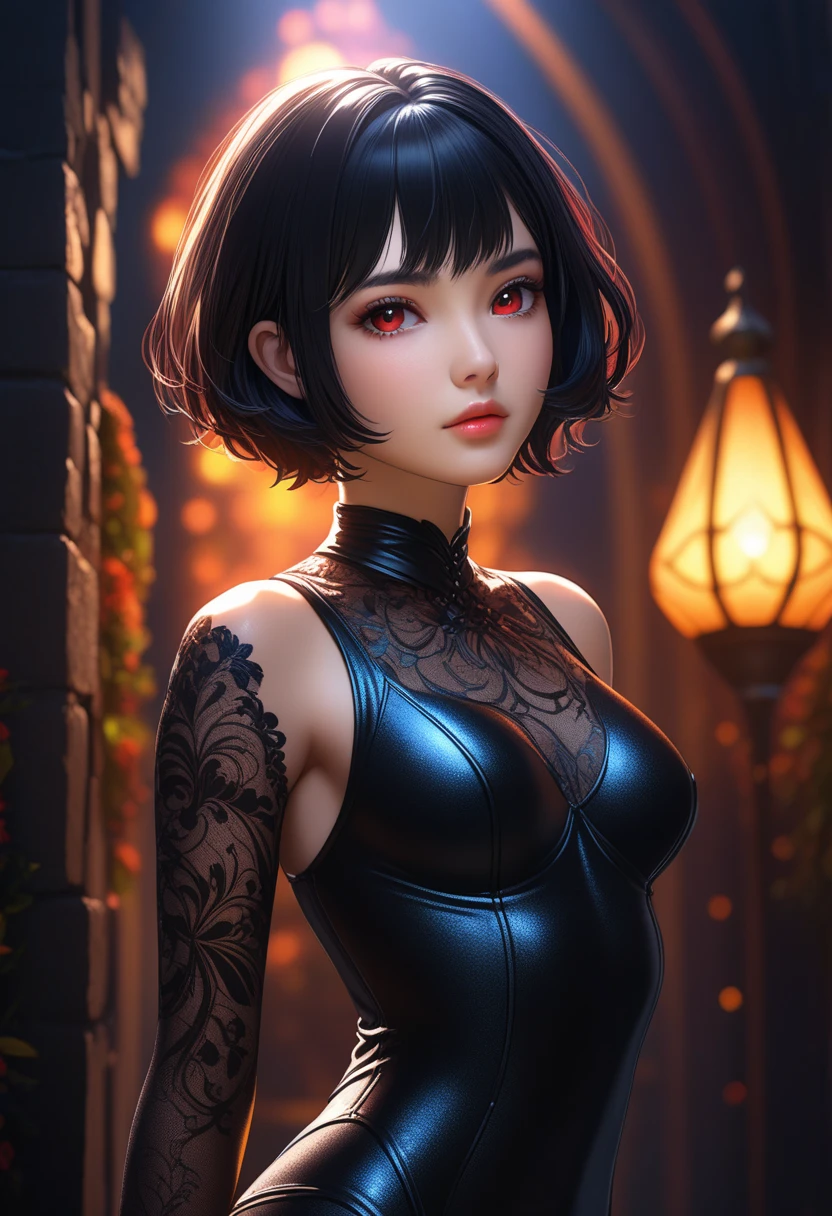 (ultra high res,photorealistic,realistic,best quality,photo-realistic),
(8k, raw photo, best quality, masterpiece),
(photon mapping, radiosity, physically-based rendering,automatic white balance),
technological sense, best quality, masterpiece, illustration,CG ,unity ,wallpaper, official art,
Amazing, finely detail, an extremely delicate and beautiful,extremely detailed,
highly detailed, sharp focus,rich background,blurry background,
(real person,photograph),
(((high detailed skin,visible pores))),
(((face close-up,haunting smile,moist lips,short hair))),
((irises and pupils are rounded,the pupil reflects the surroundings,eyes are not the same size)),
((Big eyes,perfect eyes,watery eyes)),
((black hair,high ponytail,thick bangs)),
(((( small breasts)))),white skin,bare shoulders,((black dress)),(((demon_wings,two wings,devil,Hellfire,fire))),