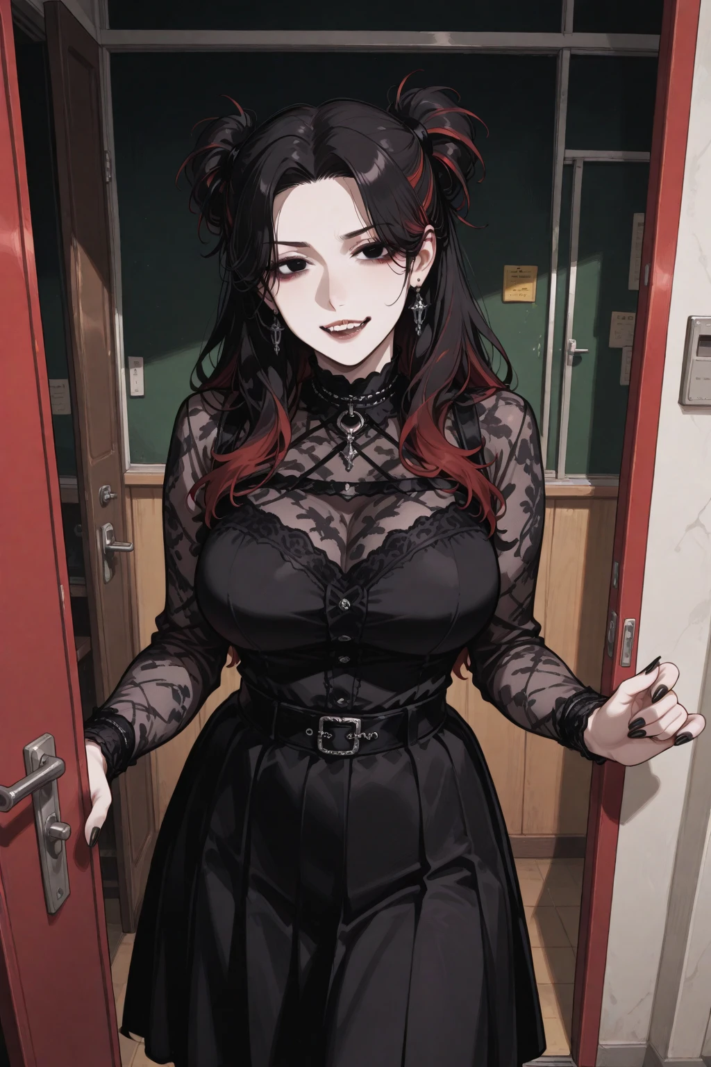 masterpiece, best_quality, 1girl, solo, neneneji, goth