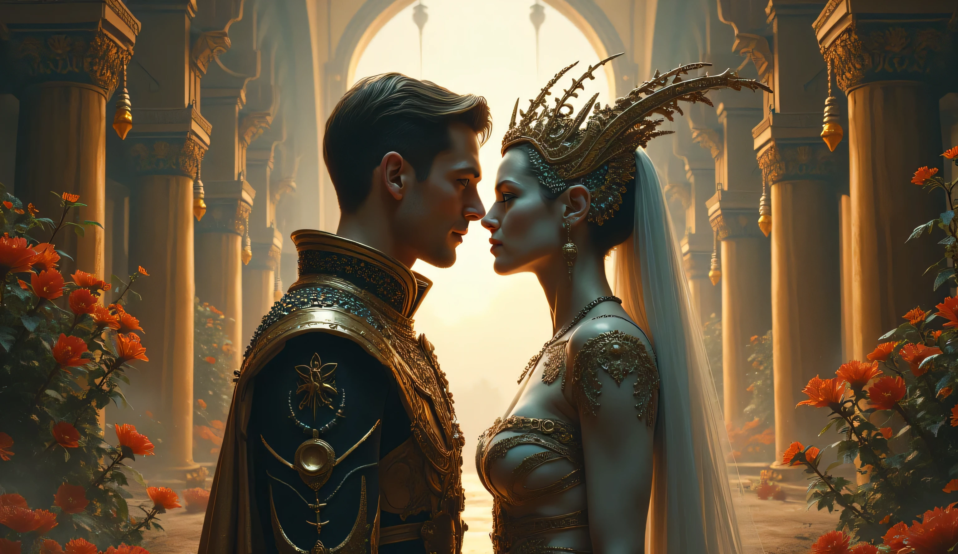 Luxury product style a man and a woman standing next to each other with fire coming out of them, Tumblr, psychedelic art, 😃😀😄☺🙃😉😗, Baiser charmant, Couleurs bleues et cyan, Beautiful details and colors, sombre et complexe, embrasser, .very realistic, kissing nicely together, Primordial Duality, beautiful avatar pictures, highly intricate and colorful . elegant, Sophisticated, haut de gamme, luxueux, professionnel, highly detailed, Broken glass effect, no background, stunning, something that doesn't even exist, Being mythical, energy, molecular, Textures, Iridescent and luminescent scales, Breathtaking beauty, Perfection pure, Divine presence, inoubliable, impressionnant, Breathtaking beauty, volumettic light, auras, Rayons, Bright colors reflect