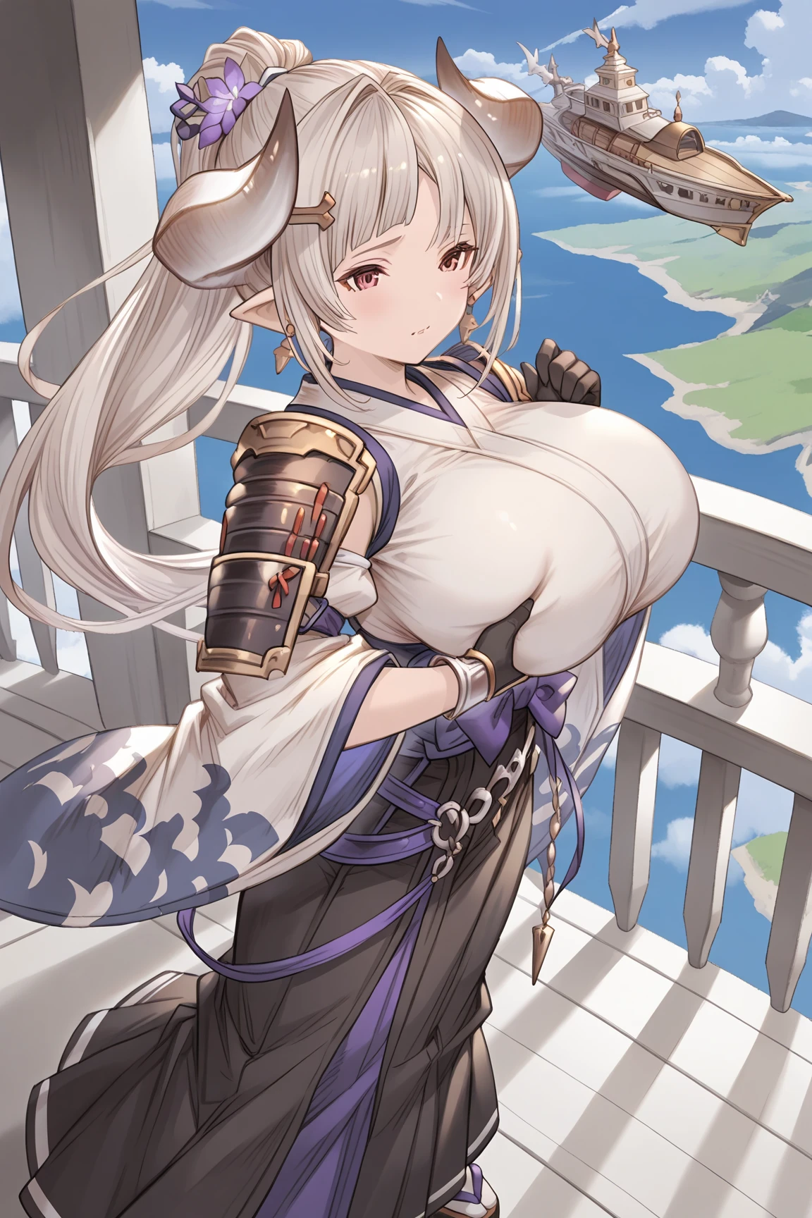 Bennett(genshin impact),1girl,solo,super huge breasts,looking at viewer,near,standing up,in room