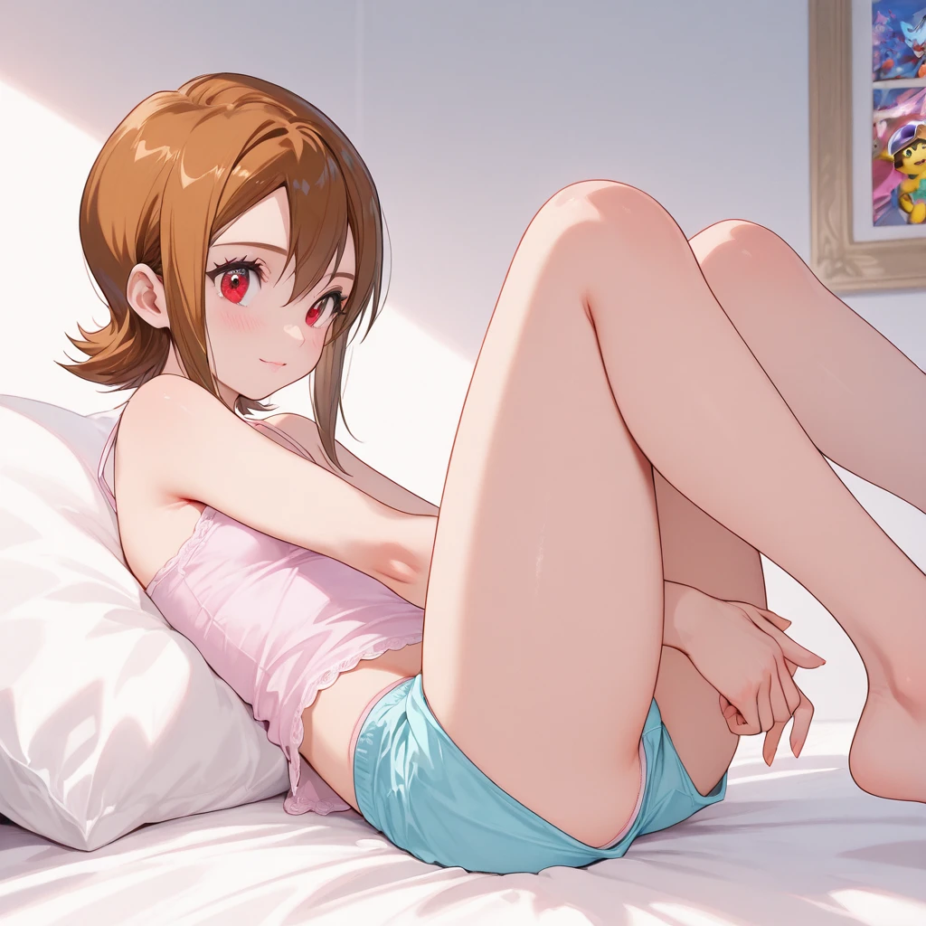((sexy girl)) ,nsfw, glamorous, slender, may, pink tube top, moistened eyes,blush,sexual ecstasy, pussy, anus, nipples, ((pussy juice)), prostitute, moaning, spread legs, masturbating,
