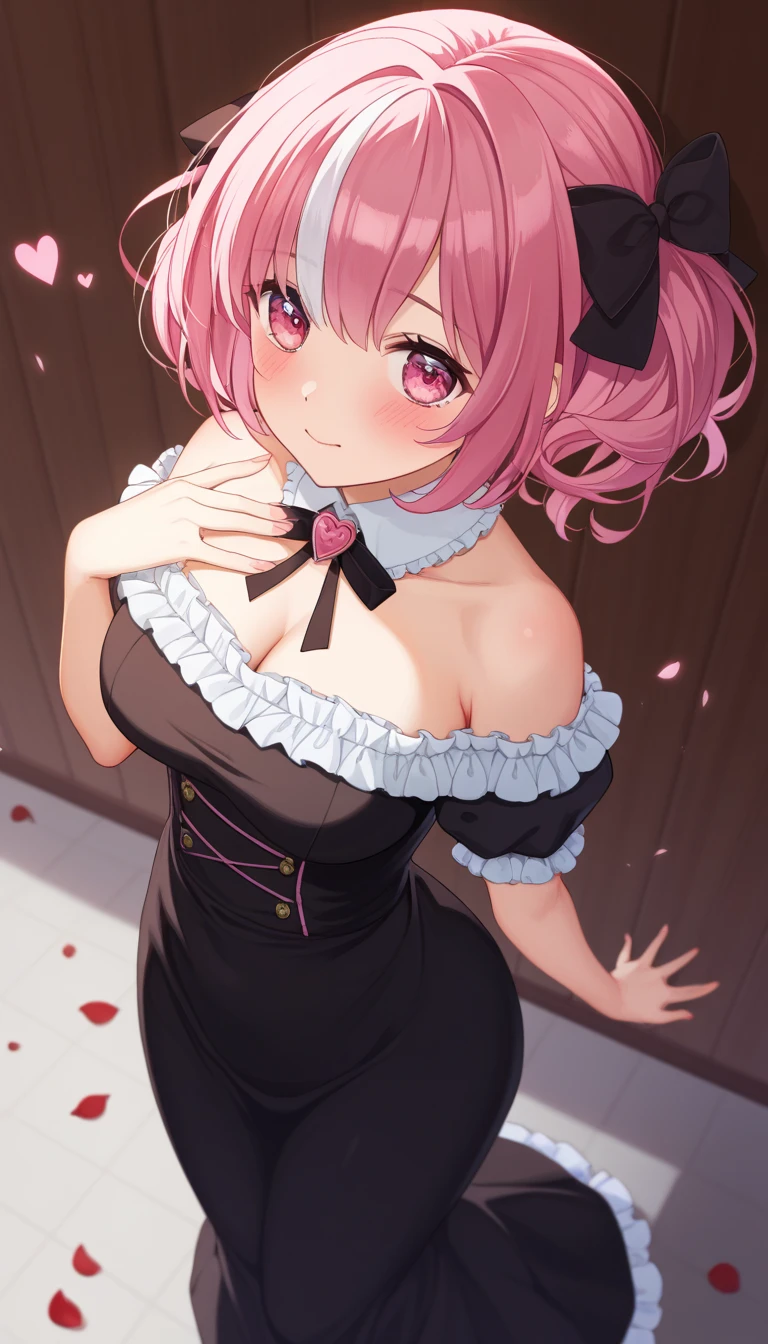 (4K quality:1.3),(Highest quality:1.3),(albino),(Whitening),(8-year-old:1.3),(Large Breasts:1.6),Overdeveloped breasts:1.6,Big Breasts:1.6,世界一Large Breasts,Extra large chest:1.3,One of the largest breasts in the world,Saggy breasts,rich,Upper Body,smile,Japanese Voice Actors,Overflowing breasts,(jewelry),Captivate a man,Cleavage,(Con Cafe:1.5),(Celebrities:1.4),(thin:1.2),(Tight waist:1.4,(Night viewの良いホテル:1.1),(luxury:1.2),(Arisa Hanyu:1.5),(anorexia:1.4),(Night view:1.3),(Close up on face:1.2),Catchlight,(Child face:1.6),(smile:1.1),(Lori:1.5),(Pink Hair:1.6),(Short Hair),(Deep pink eyes:1.4),(2D cuteness:1.5),(Cute Makeup),Beautiful fingertips,Black lace collar,(infant:1.3),(black lace mask:1.1),(Short stature girls:1.6)