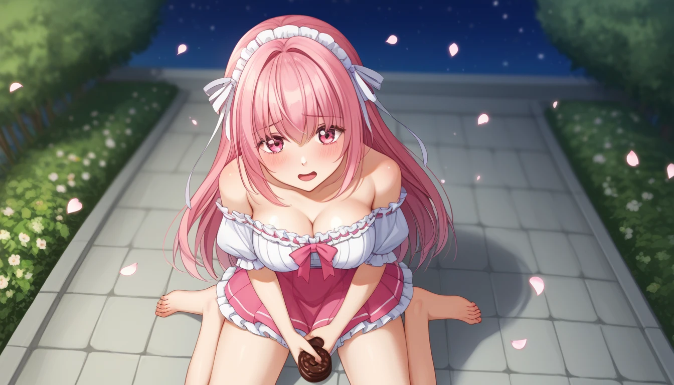 (wearing nothing:1.5), large breasts, ,Slicing meat, , 1girl, ,purple hair, two-tone hair, split-color hair, pink hair, blunt bangs, very long hair, purple eyes, . 15years old , , large breasts, solo, nsfw, nipple, church, , bedroom, blue sky,, Standing pee