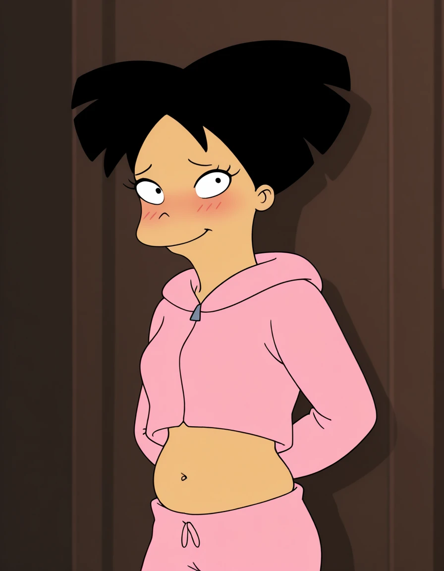 Molly McGee,1girl,solo,(dark skin:1:1),,(completely nude:1.2),flat chest,( kid),