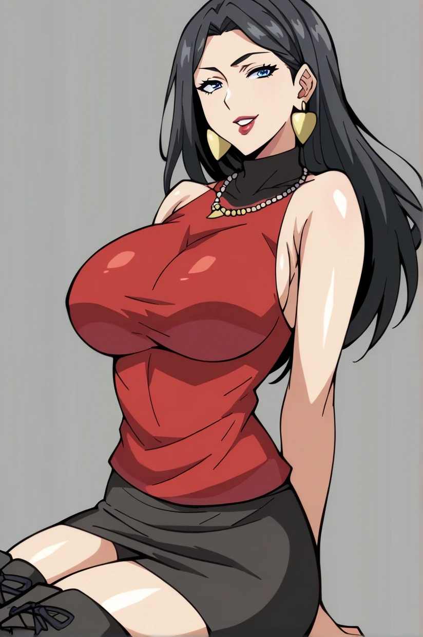 Professional artwork, Intricate details, field of views, Sharp Focus, detailed paintings, photorealistic lighting, trending on pixiv,(masutepiece:1.0),(best_quality:1.0), 超A high resolution, Ultra-detailed, Photography, 8K, nffsw, hight resolution, absurderes:1.2, Kodak Portra 400, Film grain, Sharp Focus, Bokeh:1.2, Lens Flare, (Vibrant_Color:1.2),  maturefemale, A MILF, (Solo:1.4), (Curve:1.1), Hair Ornament, (Mole under the eyes:0.9), (Yellow eyes:1.05), earrings, (Seductive look, blush), Bare shoulders, Necklace, Fingernails, (Large breasts:1.15), cleavage, Big ass,((Upper body, Half body shot)), (Black Jumpsuit:1.4), (((Looking at Viewer:1.4)))
8K,high quality,anime,married woman,fair skinned,beautiful face,small face,clean,bright,eye highlights,sexy,super big tits,beautiful line drawing. Black hair, white skin, brown eyes,