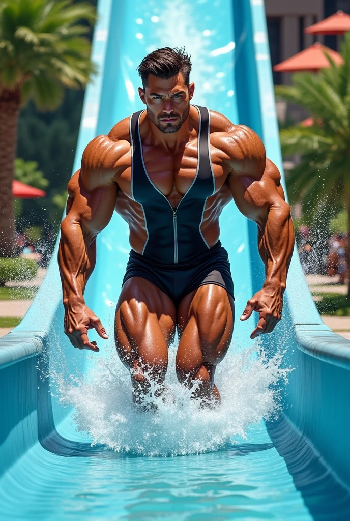 There is only one handsome Asian actor in the photo，35 years old，High target, Fitness，short hair, O-Shaped Beard，Perfect body, Dark skin color，Radiant Skin，Smooth skin，Shiny, shiny skin，Smooth pectoral muscles，No chest hair，No body hair，Muscle bulge, muscular, Very large pectoral muscles，Very sexy abdominal muscles，Very well-developed leg muscles，Huge concave and convex area，Brightens oily skin，Wearing a shiny silver leather thong，Handsome face，Wearing silver-gold leather socks，Correct and accurate male body proportions, standing under the sea。
