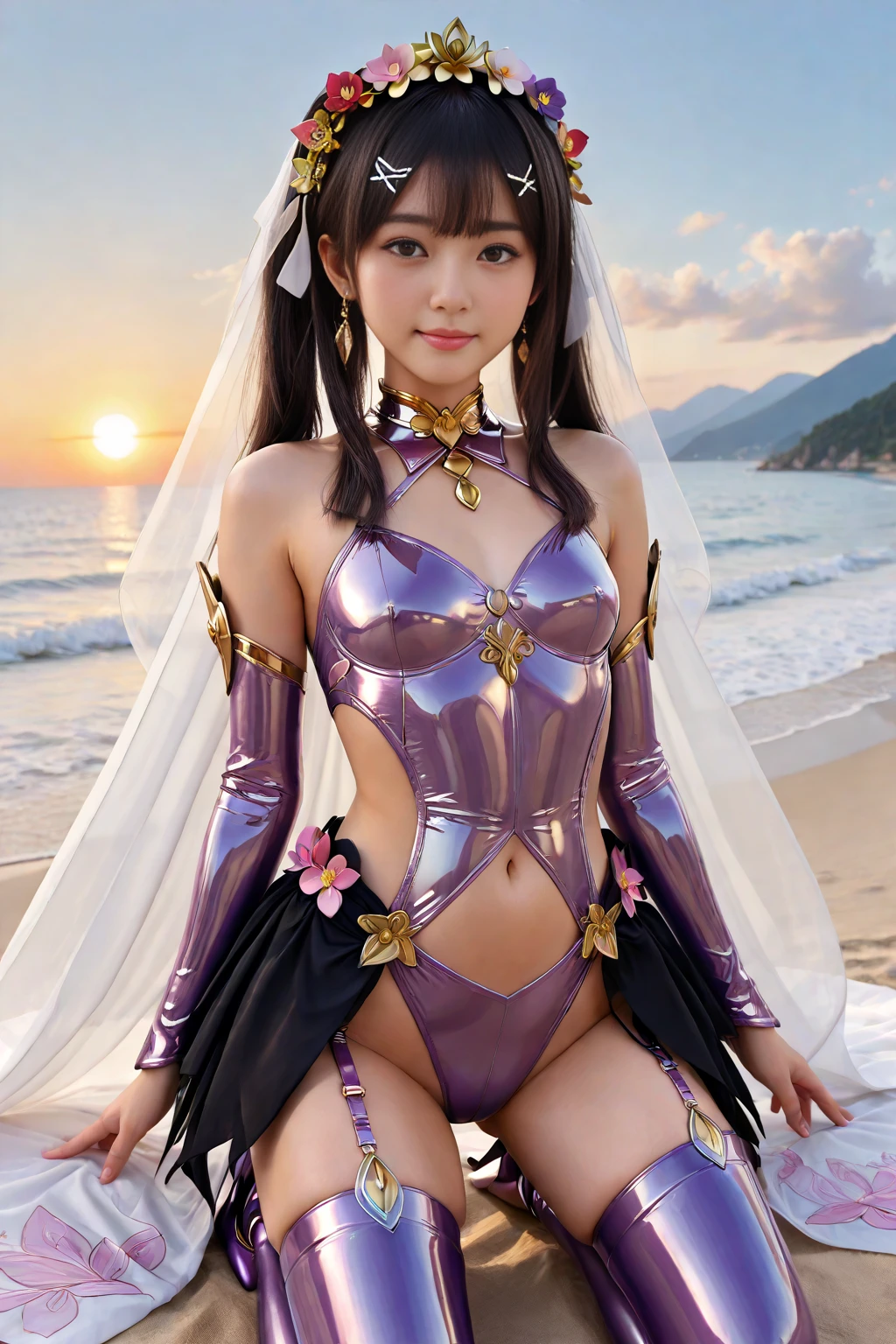 from below:1.2, (((Masterpiece))) 8K TopQuality { physically-based rendering | white and RainbowColors | clear | ZoomLayer } (bokeH:1.6), { (((photorealistic:1.37)))| (Hasselblad) }, ( Detailed Radiant PearlSkin with Transparency), Detailed face and eyes, { Beautiful bride goddess | Chain Tiara | brilliant RedJewelrys | delicate white lace knitted see-through wedding dresses }, { (Mystical sight) | (god rays:1.37) |((Stunning colorful Rays shines through Elaborate stained glass:1.37))| TindallEffect }, { (Gigantic Cleavage:1.37)|(Overflowing)| Biomechanical HUGE and HEAVY boob | Underboob | navel | bleeding from pussy }, { praying hands | hidden hands |Detailed BabyLike hands | white elbow_gloves },(((Dazzling RainbowColor Particles:1.28))), {(Floating FullBody:1.2)|(ZoomedOut:1.28)},(no Dutch Angle)