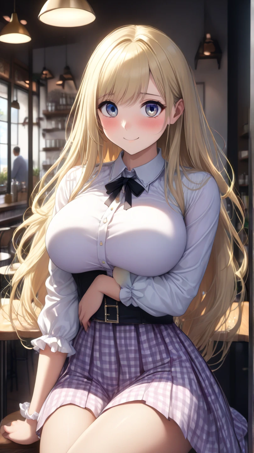 ((highest quality、High resolution、Highly detailed CG Unity 8K wallpaper))、detailed face、perfect body、unparalleled beauty、blonde、beautiful breasts、tits、nipple、open your legs、a sexually excited look、high school girl、、((She lifts up her skirt and shows no panties、I'm seducing you))、(Love juice dripping from the vagina)