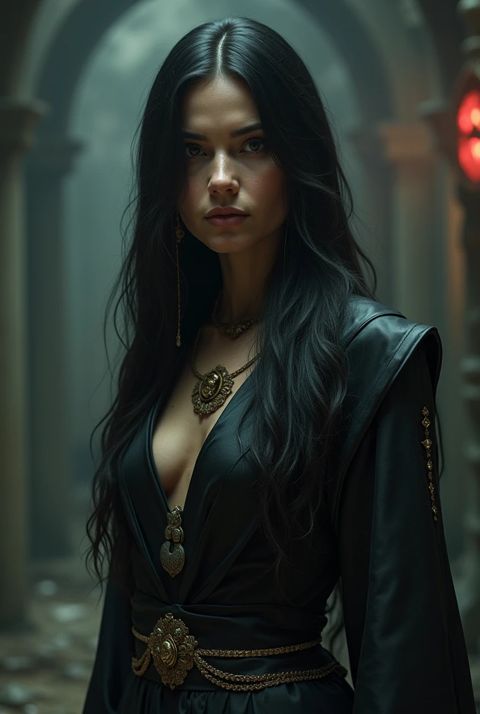 (obra maestra) (La mejor calidad) La diosa de la locura. Has a mocking and sinister expression., Lleva ropa hecha jirones, He wears a tarnished crown and stands on a shattered throne............. She is surrounded by a wind of chaotic fumes of strange colors....