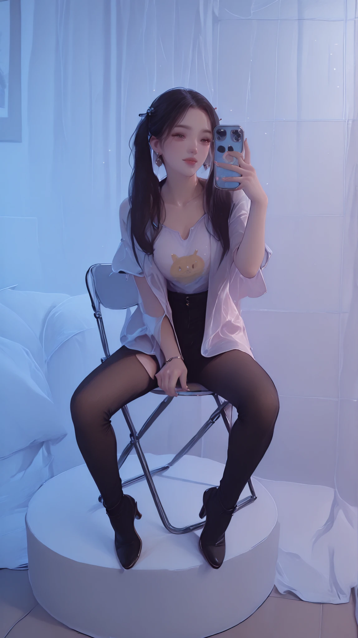 Change to a full-body photo of a woman,G cup,Perfect Details,has exquisite facial features, Clothes are exquisite , Game Character Design ,3D Rendering