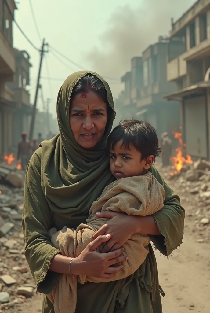 a asian muslim mother holding a bamboo cane stickchasing a small asian muslim child with an angry face, the running away in fear, detailed facial features, dramatic lighting, cinematic composition, moody atmosphere, high contrast, photorealistic, award winning photograph, 8k, HDR. 1980 timeline 