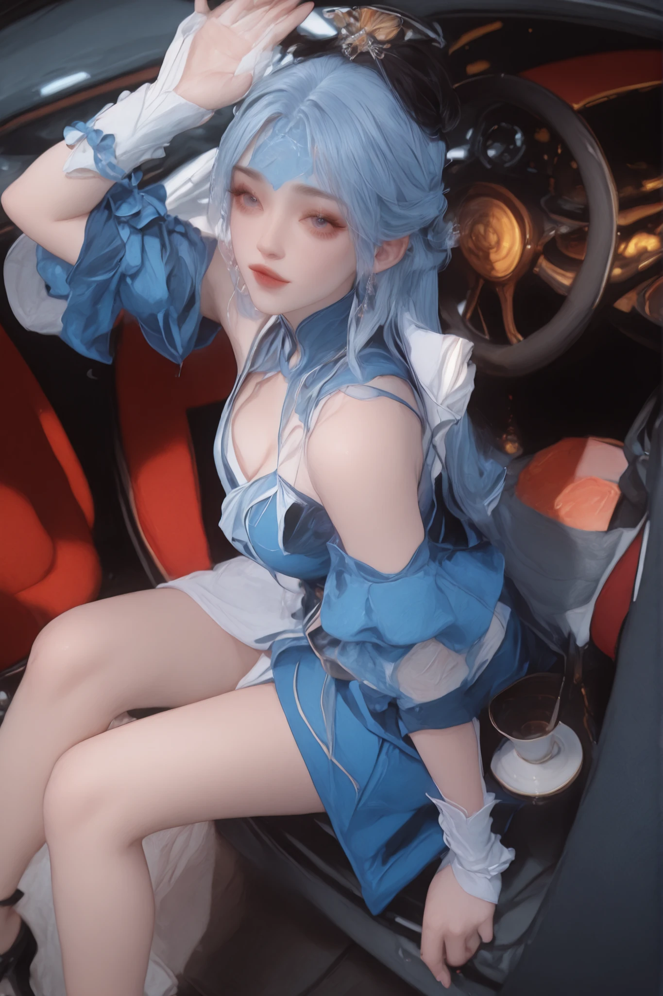Change to a full-body photo of a woman,G cup,Perfect Details,has exquisite facial features, Clothes are exquisite , Game Character Design ,3D Rendering